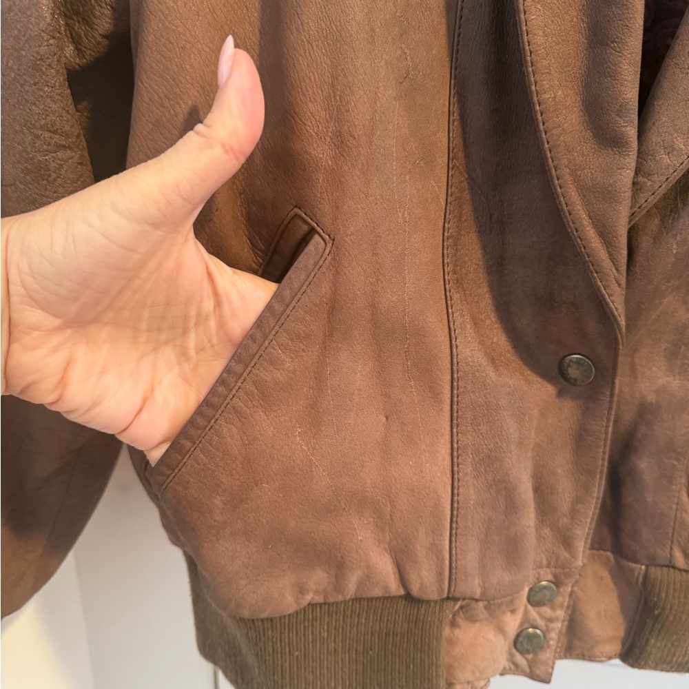 Vintage Unisex 90s Rock Creek Chocolate Brown Leather Jacket - Picture 2 of 11